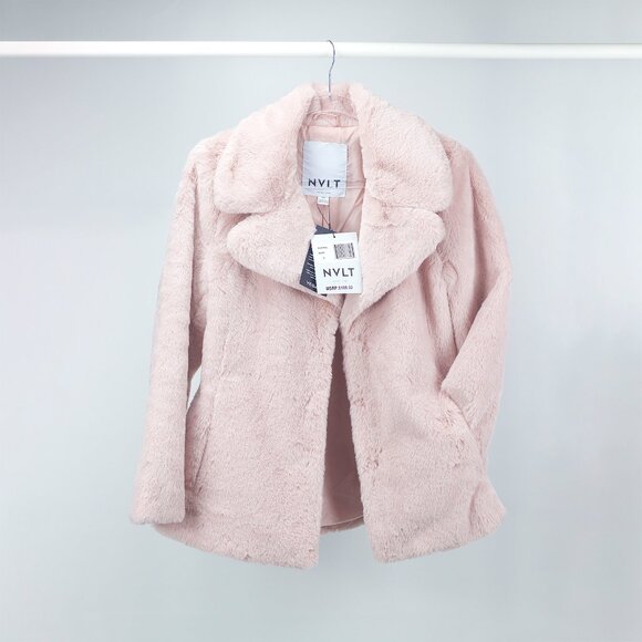 NVLT | BUNNY FAUX FUR SHORT COAT | BLUSH PINK | 100% VEGAN COAT W/POCKETS SIZE S - Picture 8 of 16